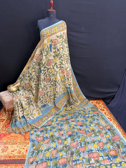 Silkcotton Penkalamkari Saree