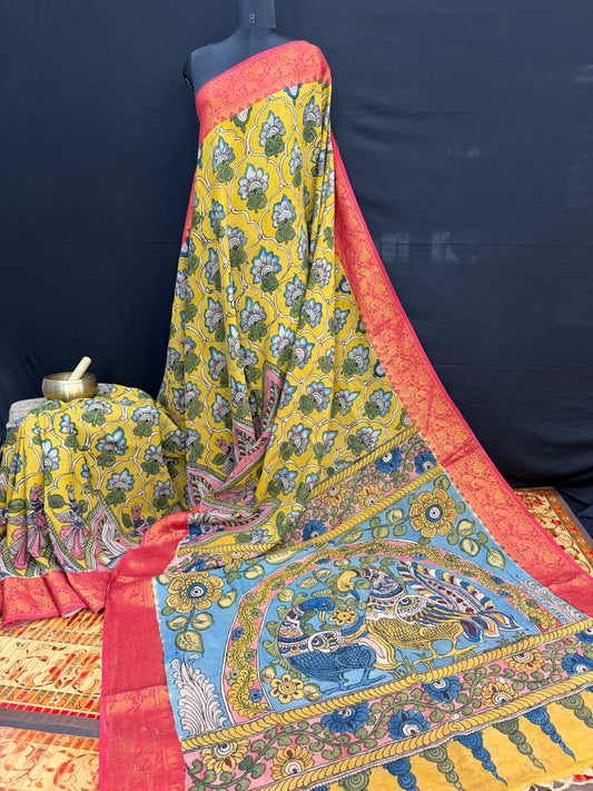 Silkcotton Penkalamkari Saree