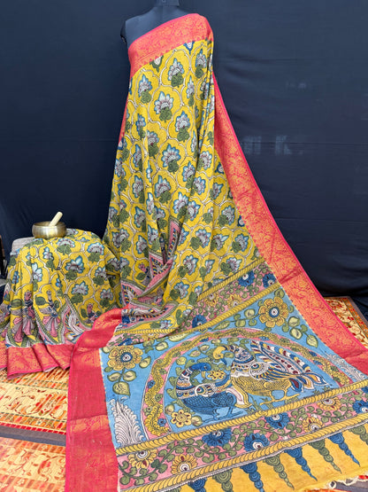 Silkcotton Penkalamkari Saree