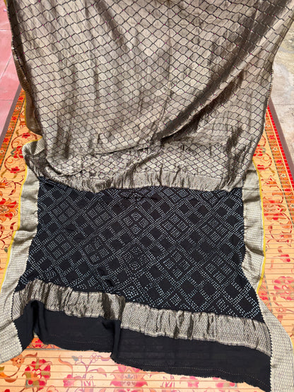 Pure benaras crepe with handknotted bandhini pallus & blouses.