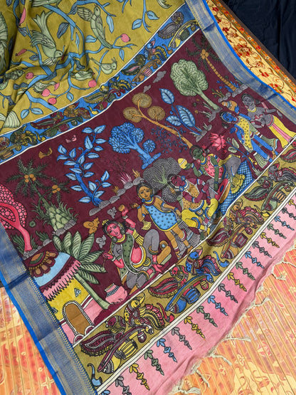 Silkcotton Penkalamkari Saree