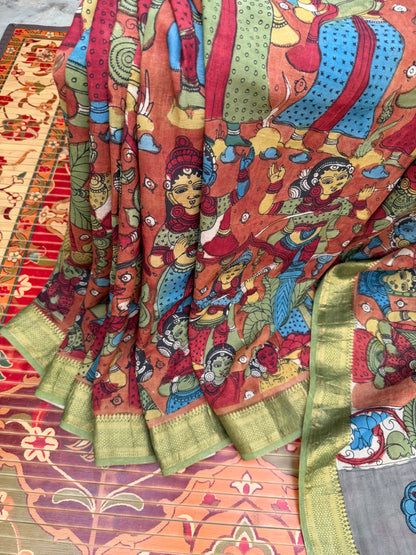 Silkcotton Penkalamkari Saree