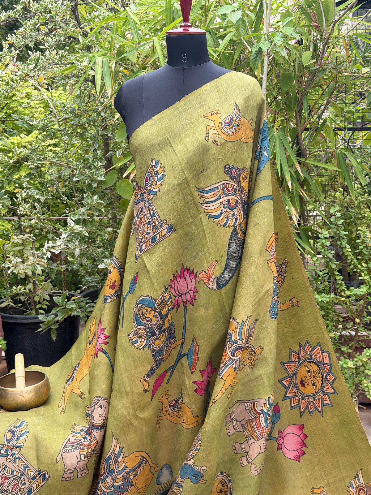 Zariless Kanchi Pattu With Penkalamakri saree