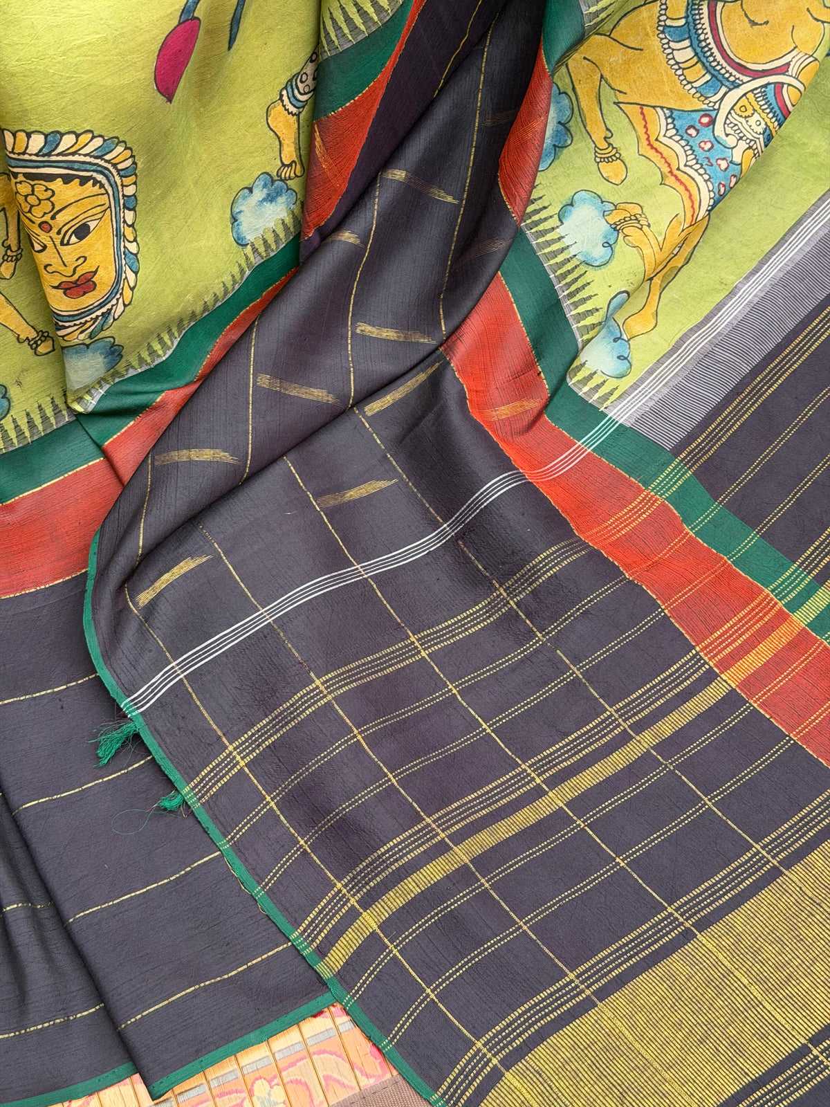 Zariless Kanchi Pattu With Penkalamakri saree