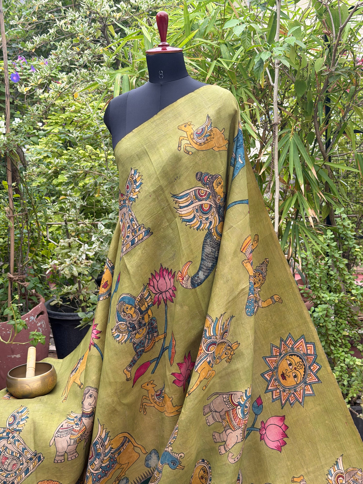 Zariless Kanchi Pattu With Penkalamakri saree