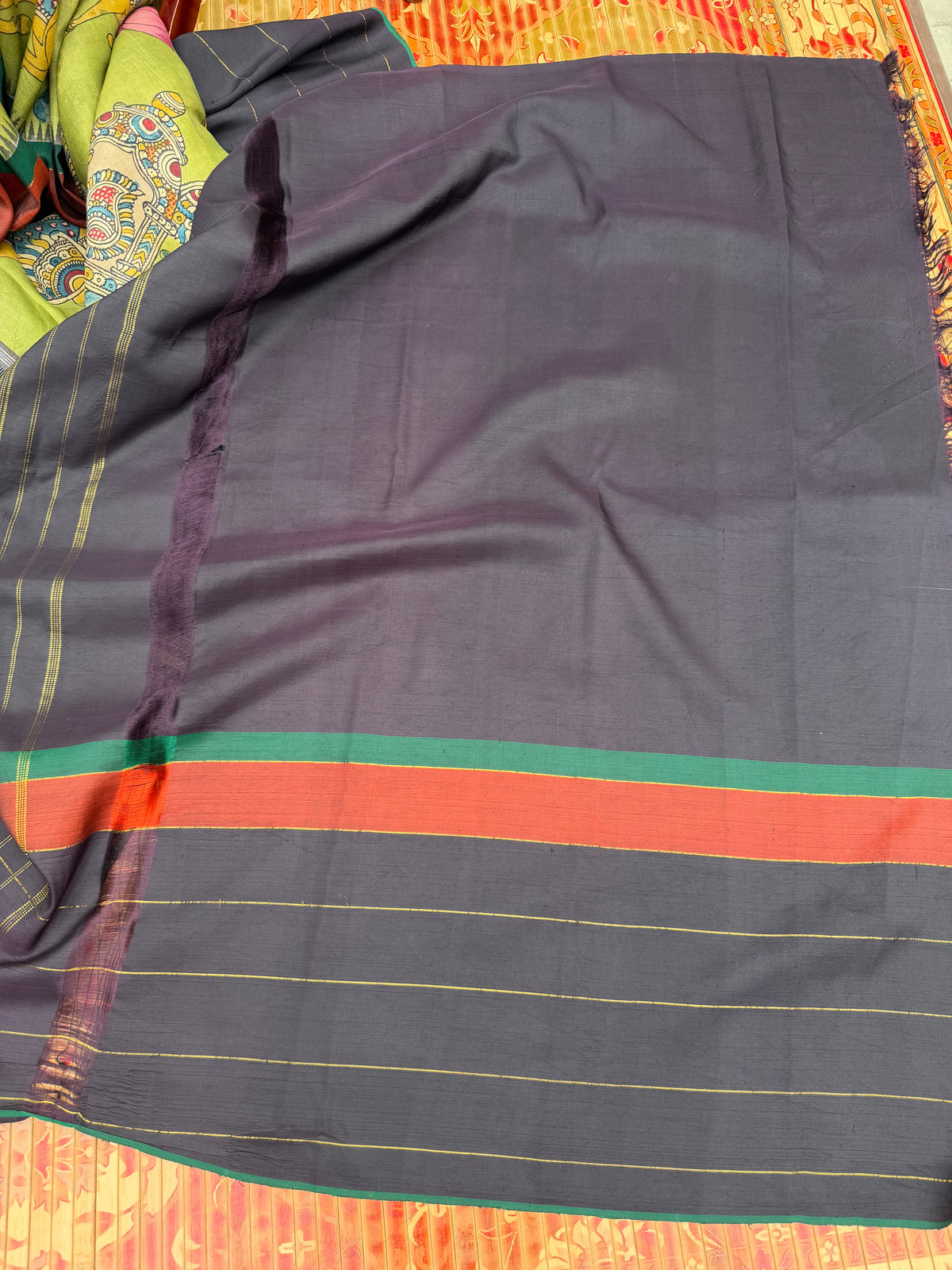 Zariless Kanchi Pattu With Penkalamakri saree