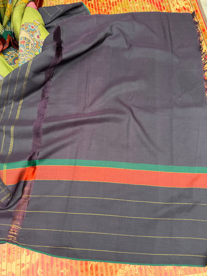 Zariless Kanchi Pattu With Penkalamakri saree