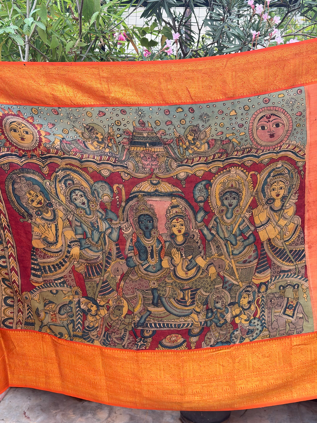 Pure Kanjeevaram Silk With Penkalamkari Saree