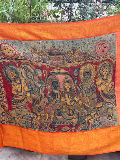 Pure Kanjeevaram Silk With Penkalamkari Saree