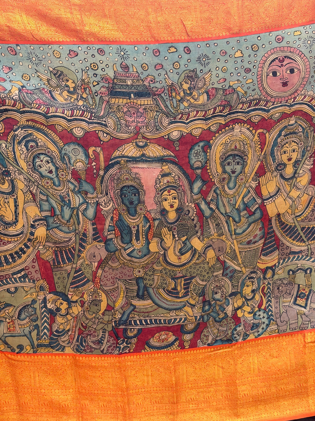 Pure Kanjeevaram Silk With Penkalamkari Saree
