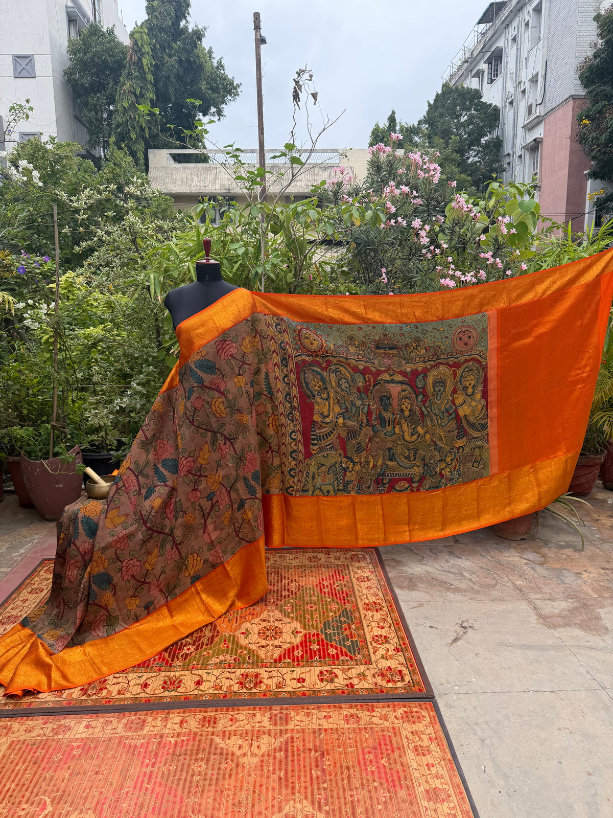 Pure Kanjeevaram Silk With Penkalamkari Saree