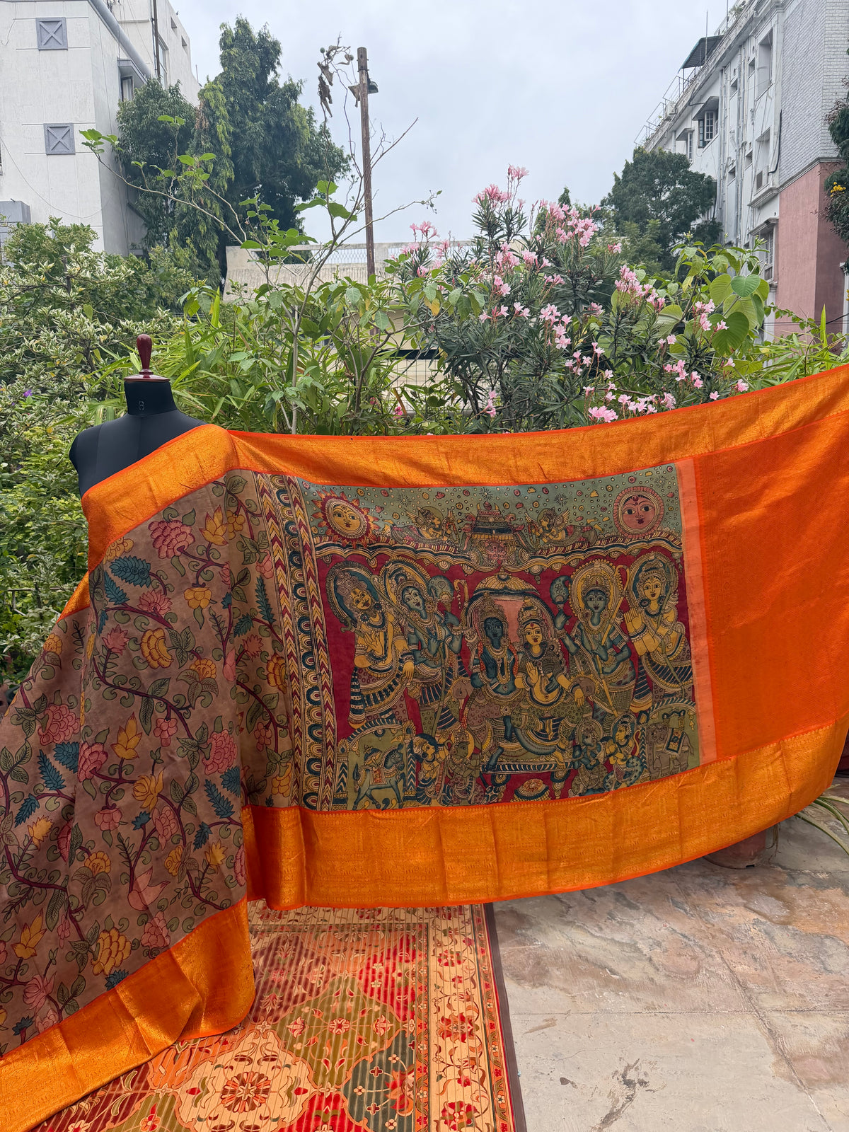 Pure Kanjeevaram Silk With Penkalamkari Saree