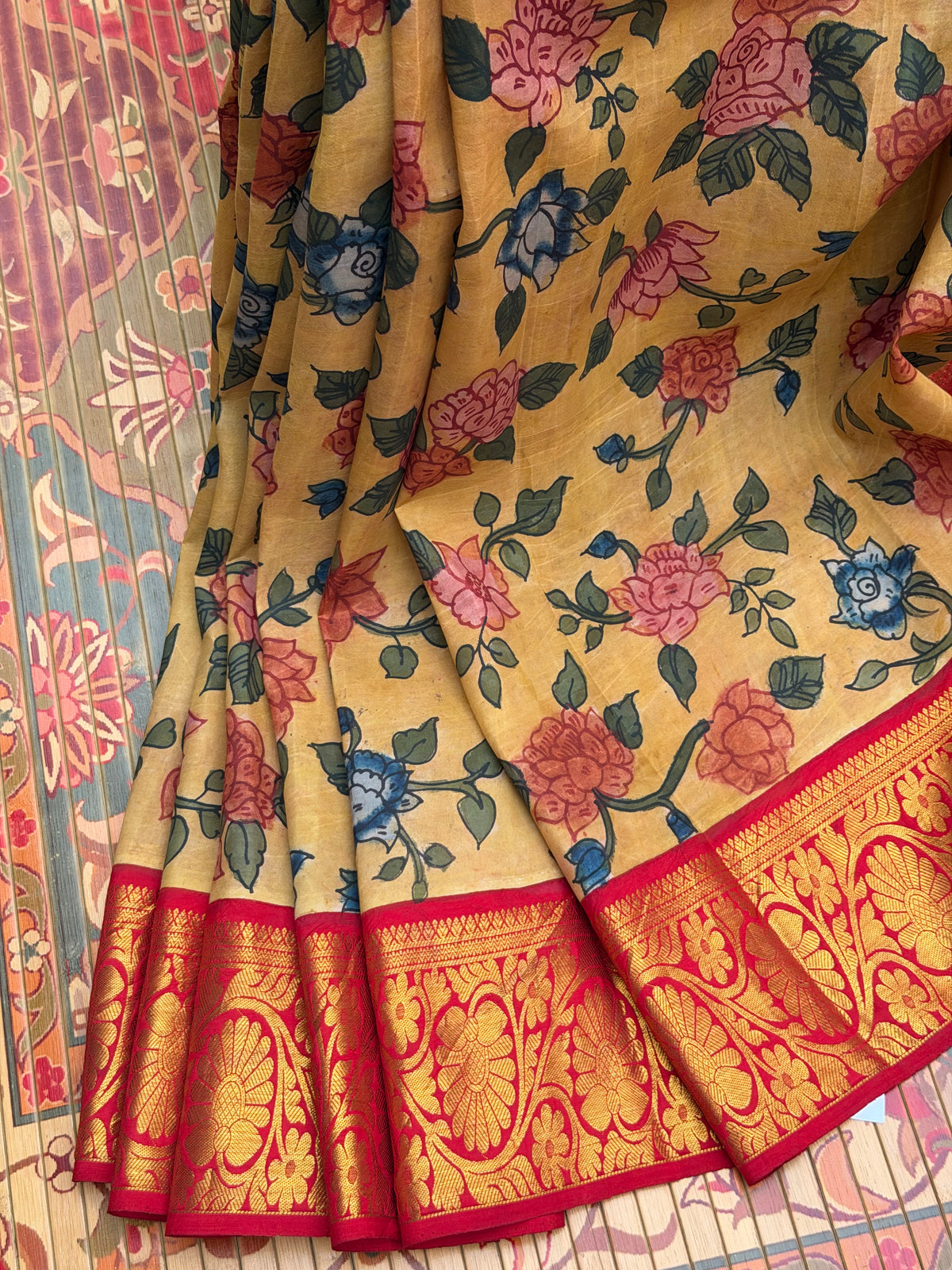 Pure Silk Hand Woven Kanchipattu With Penkalamkari saree