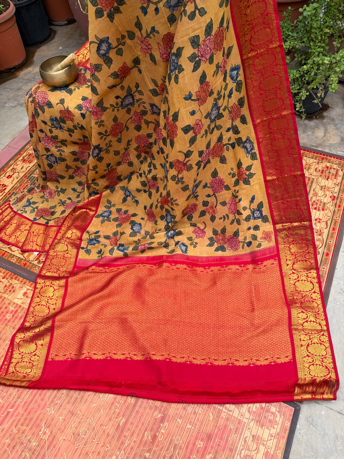 Pure Silk Hand Woven Kanchipattu With Penkalamkari saree