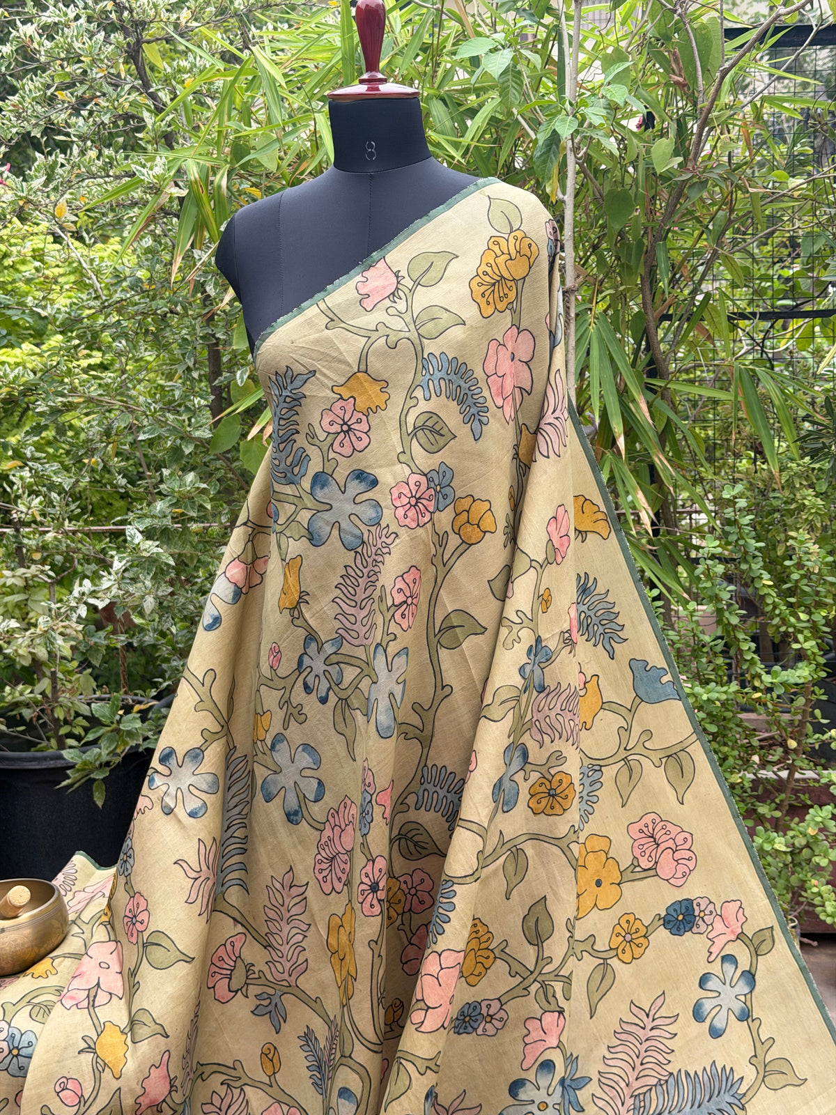 Zariless Kanchi Pattu With Penkalmkari saree