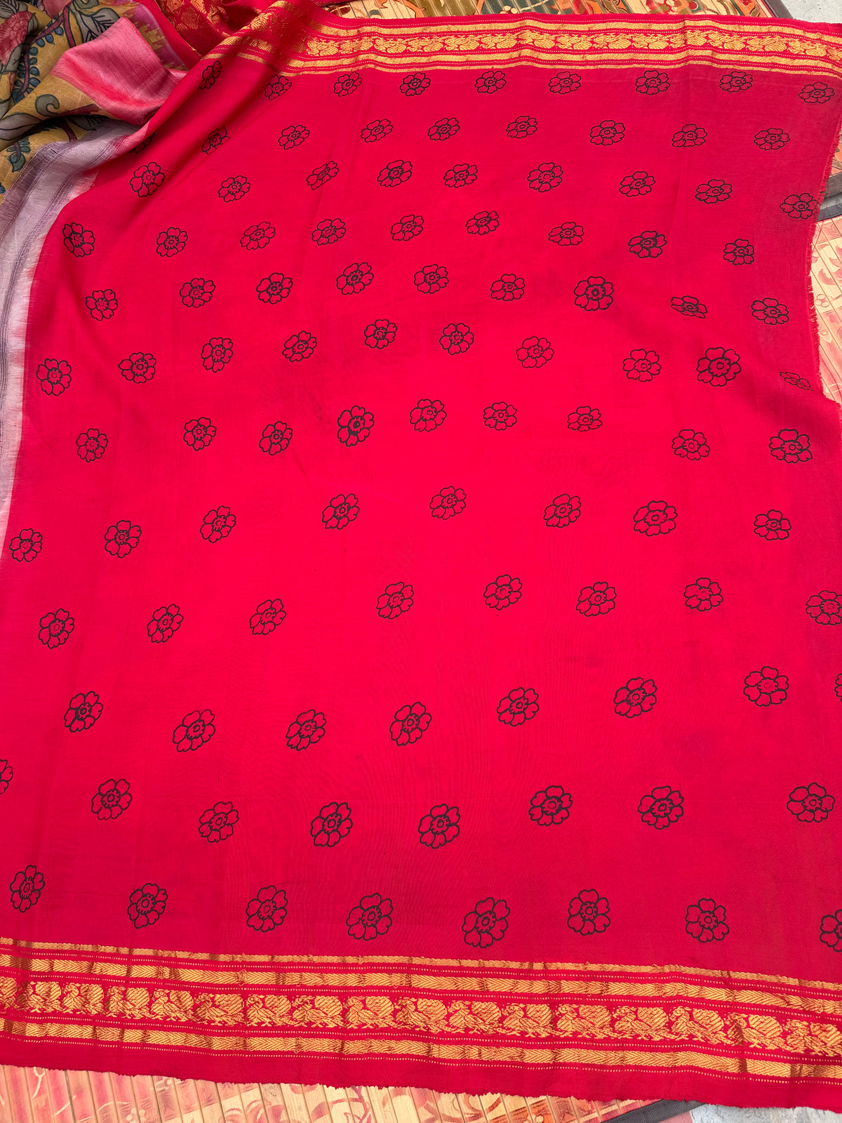 Pure Silk Handwoven Gadwal With Penkalakari Saree