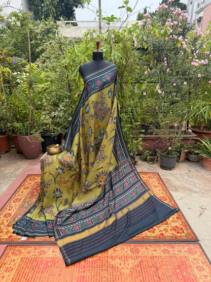 Handwoven Pure Silk Ikkat Patola With Penkalamakri saree