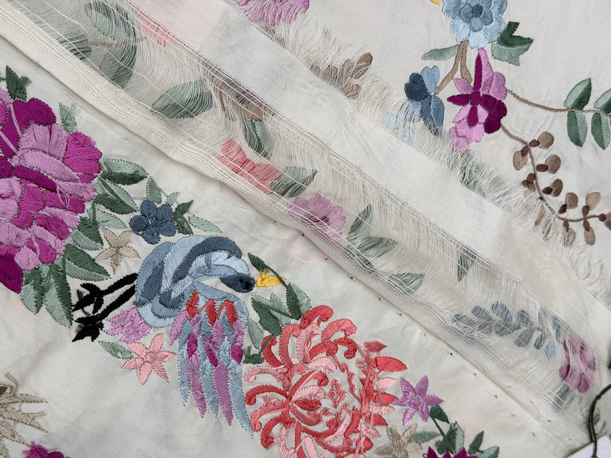 Pure Silk Ikat With Hand Embroided Parsi Work Saree