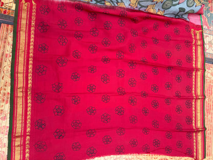Pure Silk Handwoven Gadwal silk With Penkalamkari Saree
