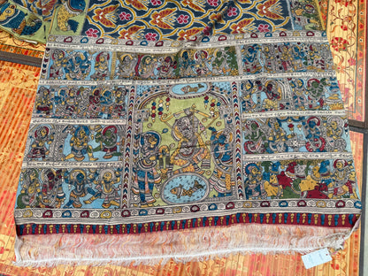 Pure Silk handwoven Ikka With Penkalamkari saree