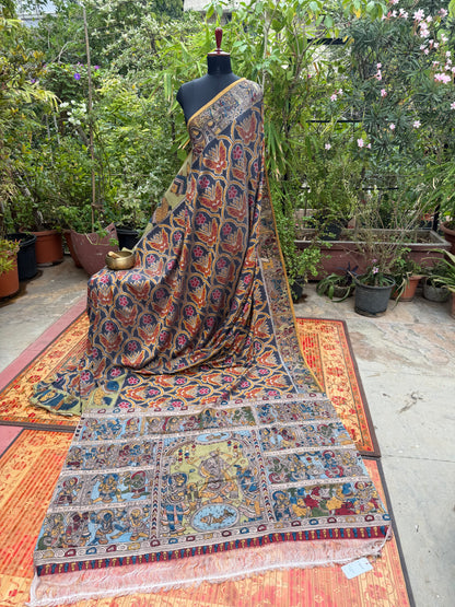 Pure Silk handwoven Ikka With Penkalamkari saree