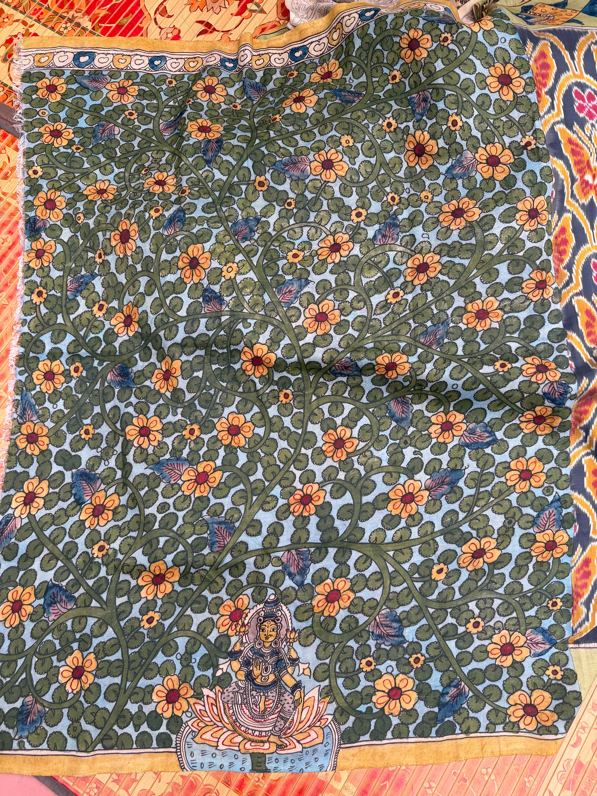 Pure Silk handwoven Ikka With Penkalamkari saree