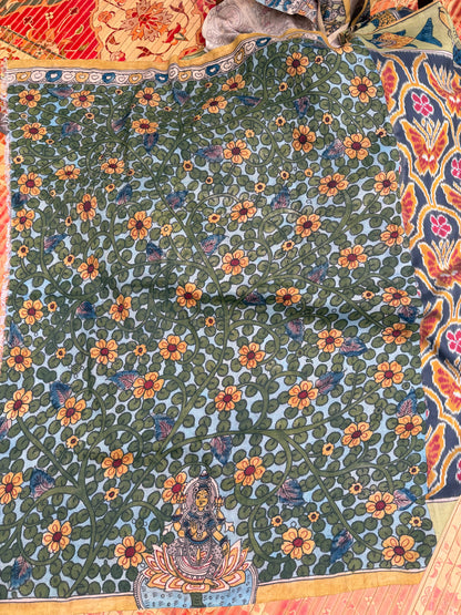 Pure Silk handwoven Ikka With Penkalamkari saree