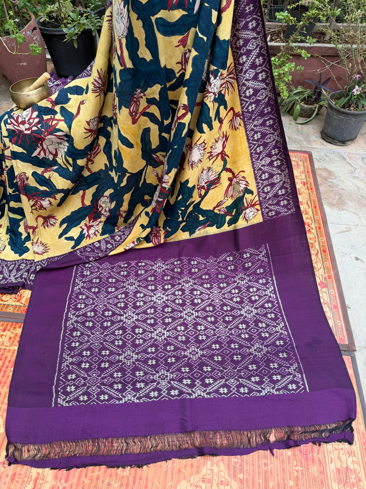 Pure Silk Handwoven Ikkat With Penkalamakri Saree