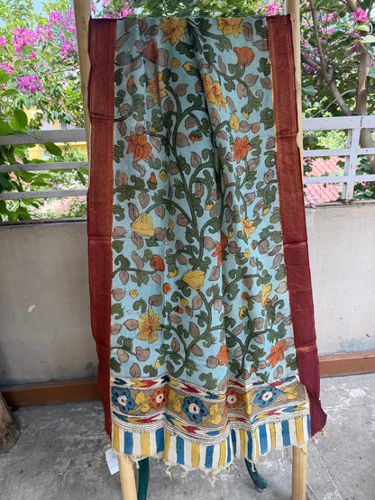 Bangalore silk penkalamkari dupatta