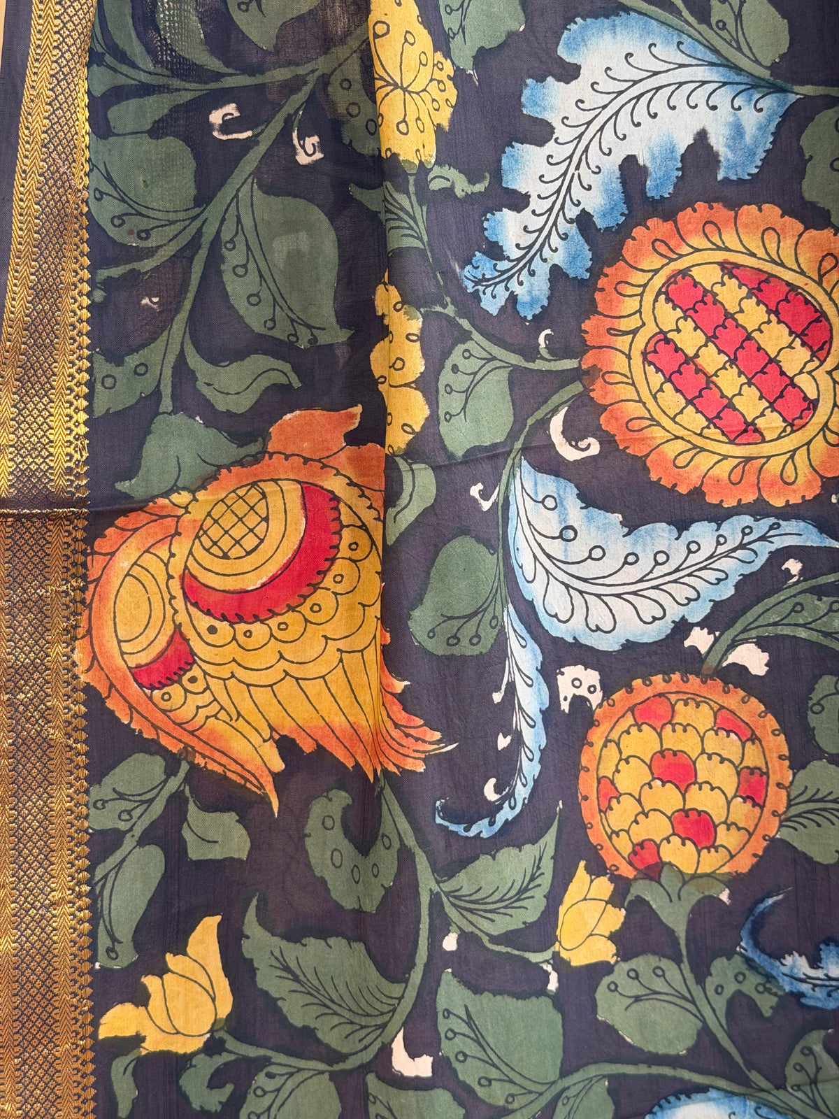 Bangalore silk penkalamkari dupatta