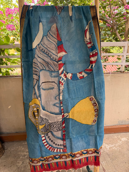 Bangalore silk penkalamkari dupatta