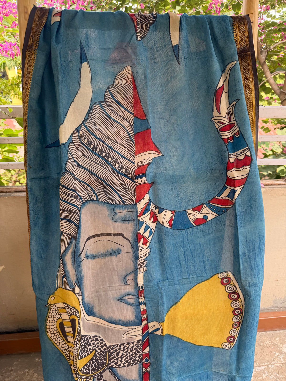 Bangalore silk penkalamkari dupatta