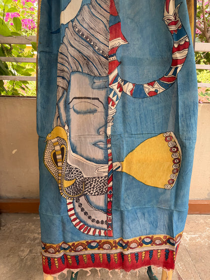 Bangalore silk penkalamkari dupatta