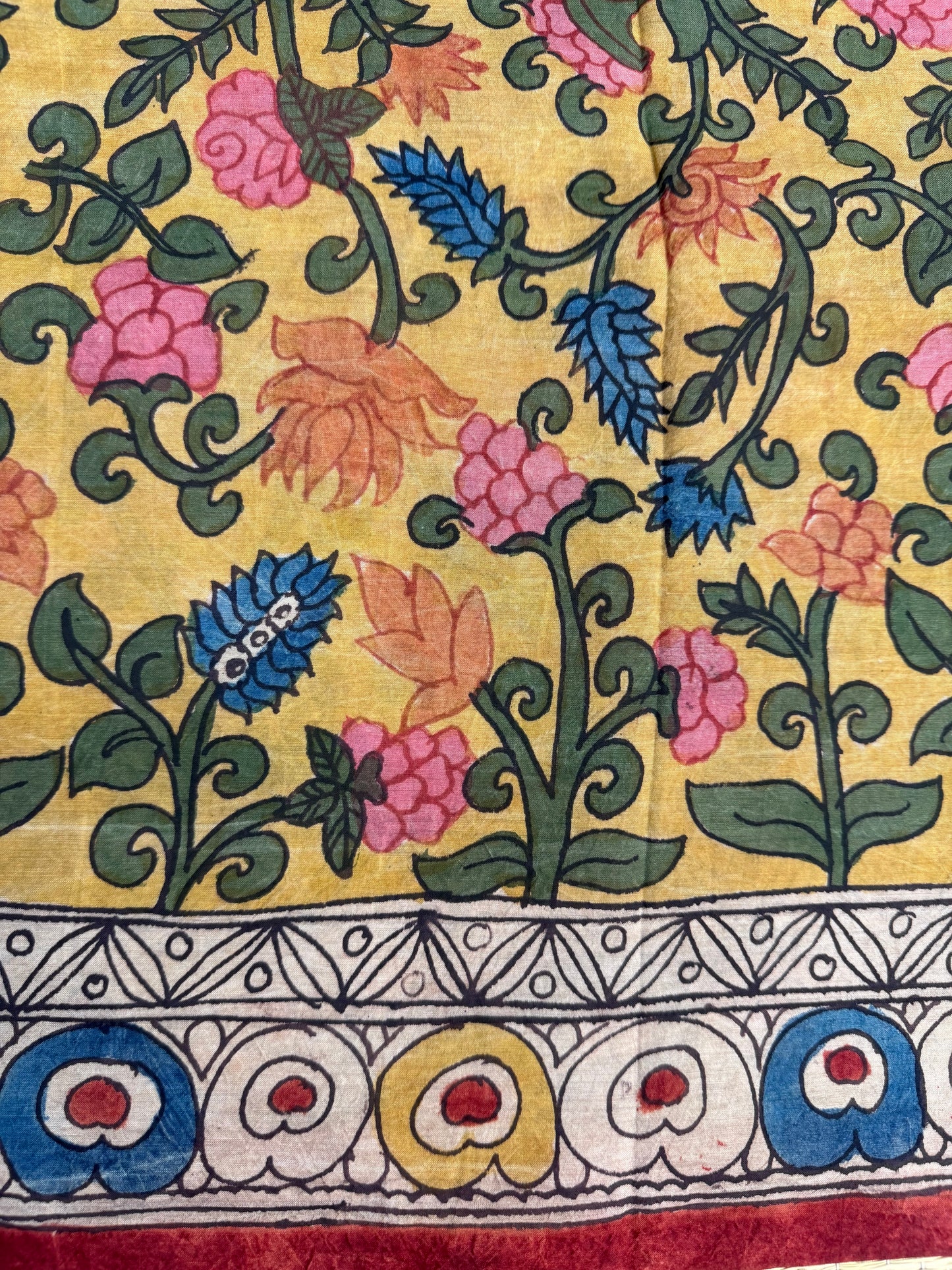 Penkalamkari silkcotton blouse material