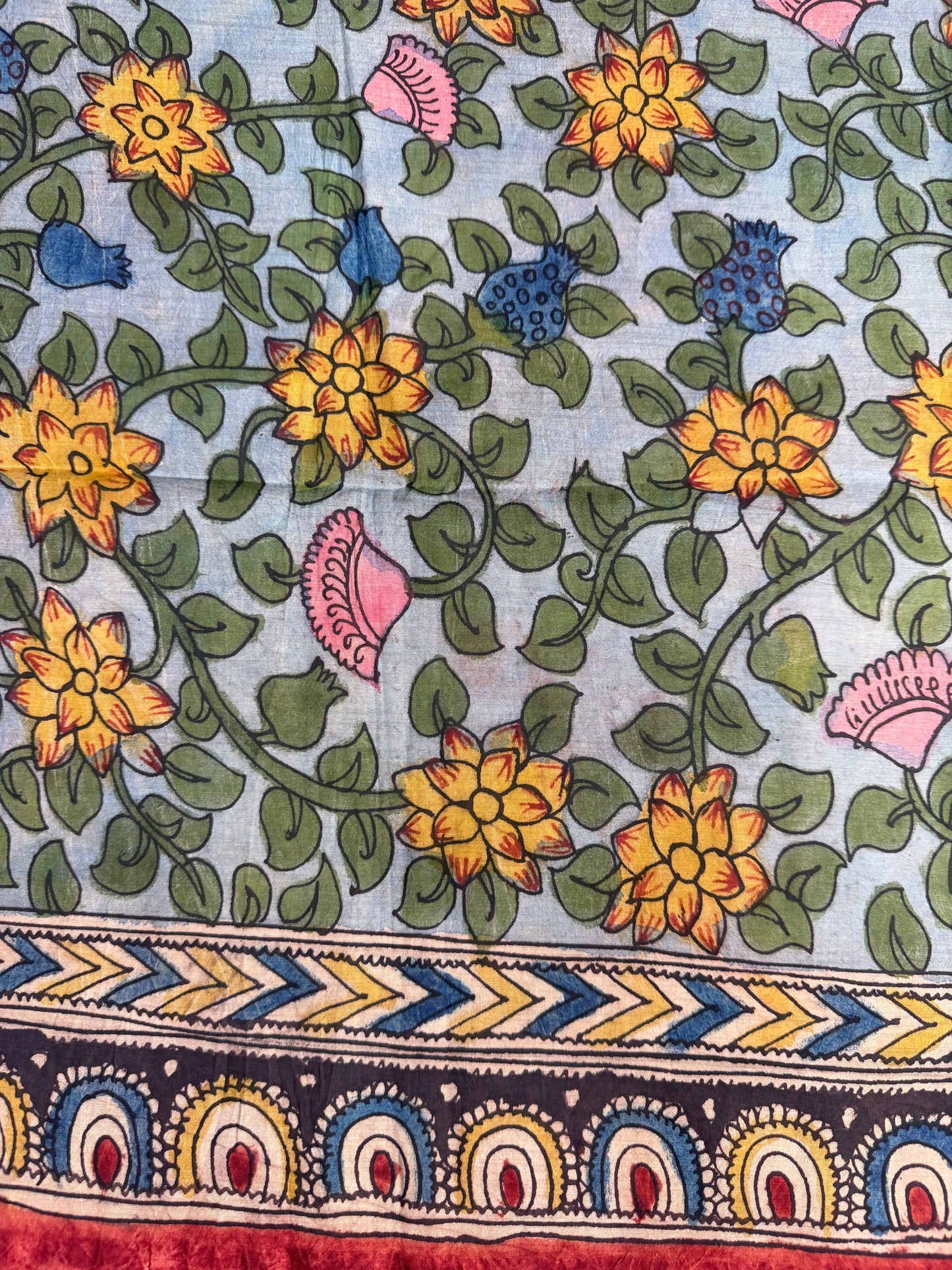 Penkalamkari silkcotton blouse material