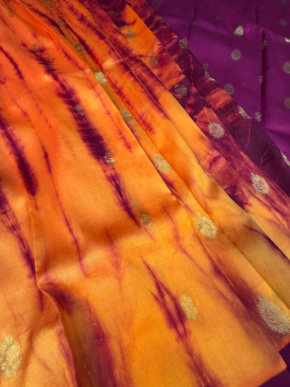 Shibori on pure silk handwoven Kanjeevaram saree