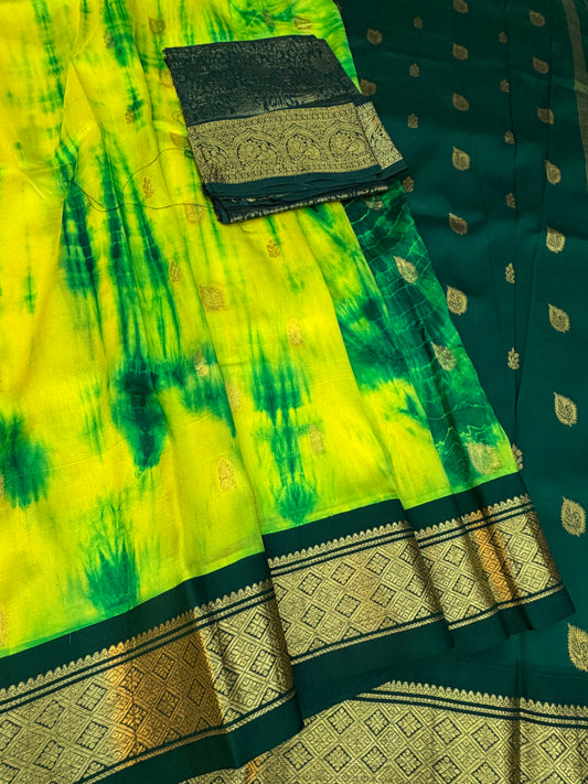 Shibori on pure silk handwoven Kanjeevaram saree
