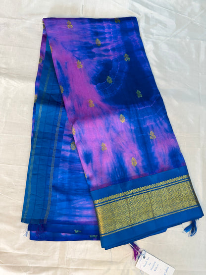 Shibori on pure silk handwoven Kanjeevaram saree