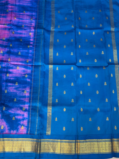 Shibori on pure silk handwoven Kanjeevaram saree