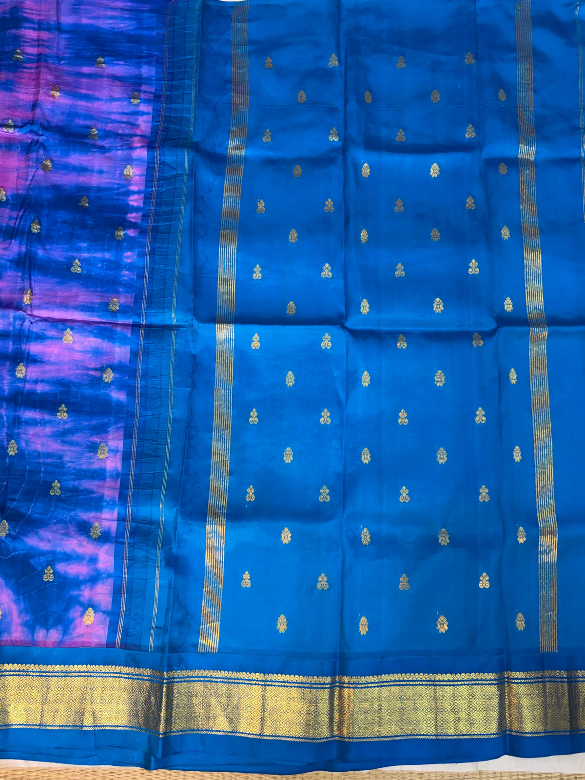 Shibori on pure silk handwoven Kanjeevaram saree