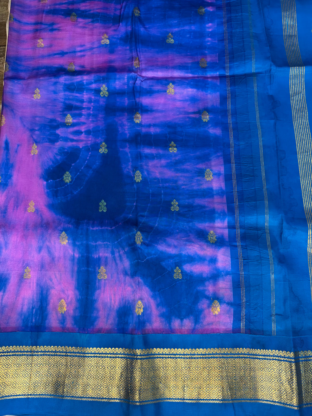 Shibori on pure silk handwoven Kanjeevaram saree
