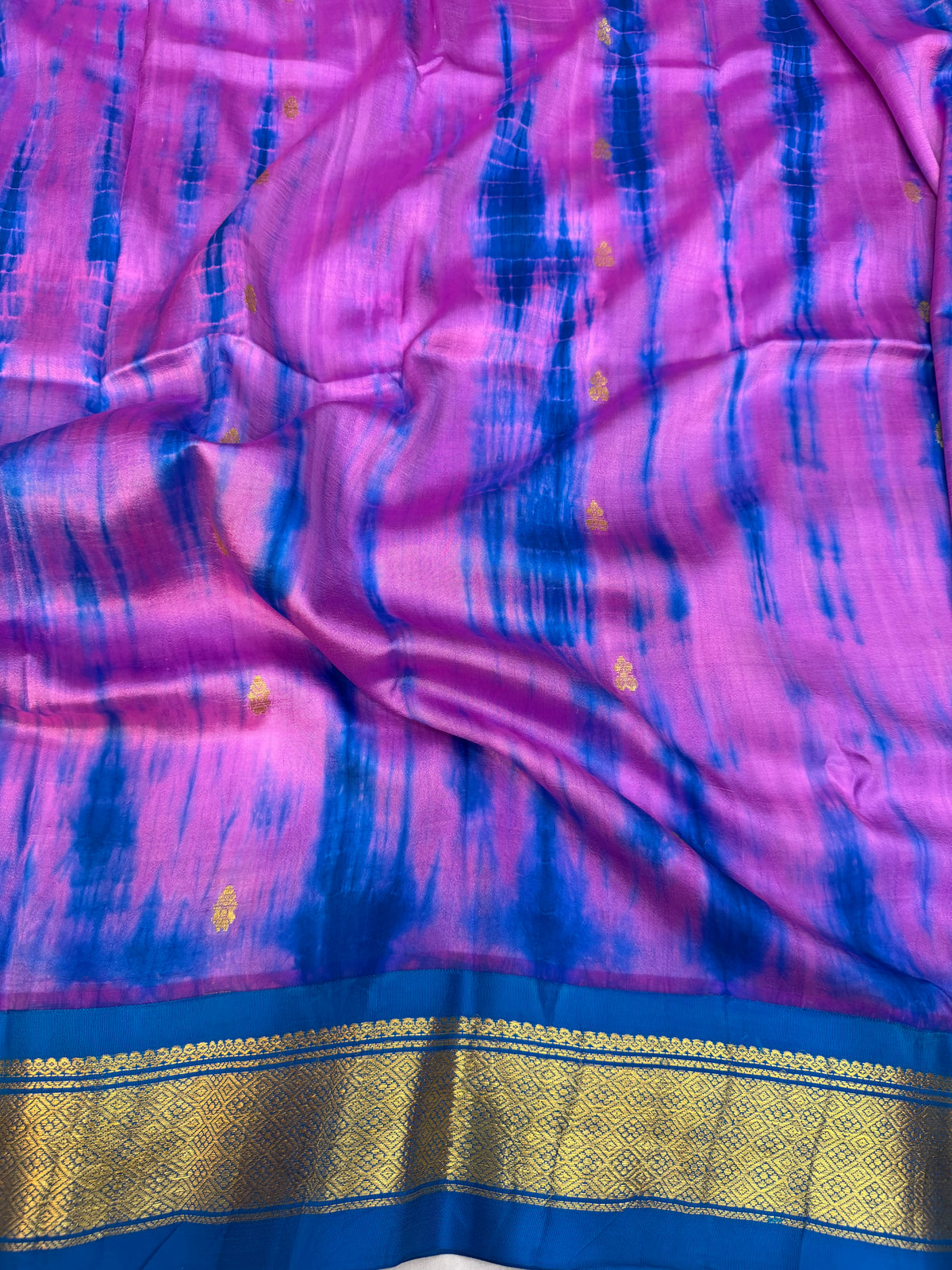 Shibori on pure silk handwoven Kanjeevaram saree