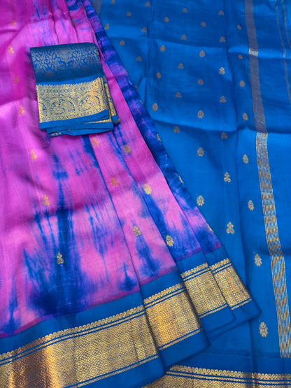 Shibori on pure silk handwoven Kanjeevaram saree