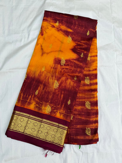 Shibori on pure silk handwoven Kanjeevaram saree