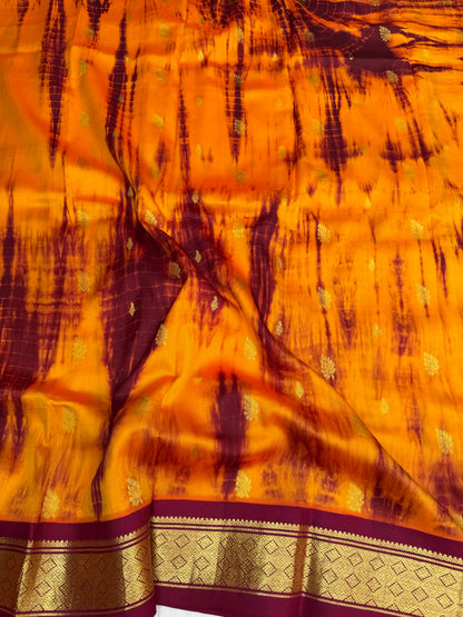 Shibori on pure silk handwoven Kanjeevaram saree