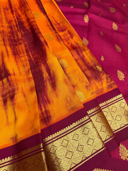 Shibori on pure silk handwoven Kanjeevaram saree