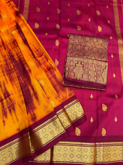 Shibori on pure silk handwoven Kanjeevaram saree