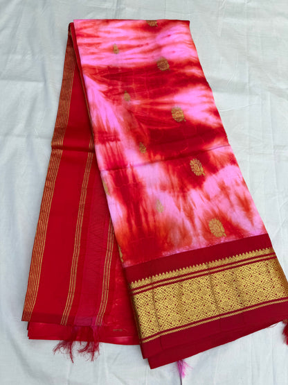Shibori on pure silk handwoven Kanjeevaram saree