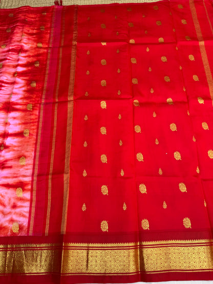 Shibori on pure silk handwoven Kanjeevaram saree