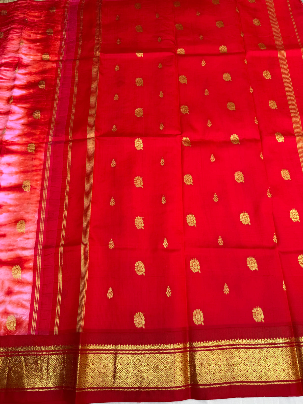 Shibori on pure silk handwoven Kanjeevaram saree